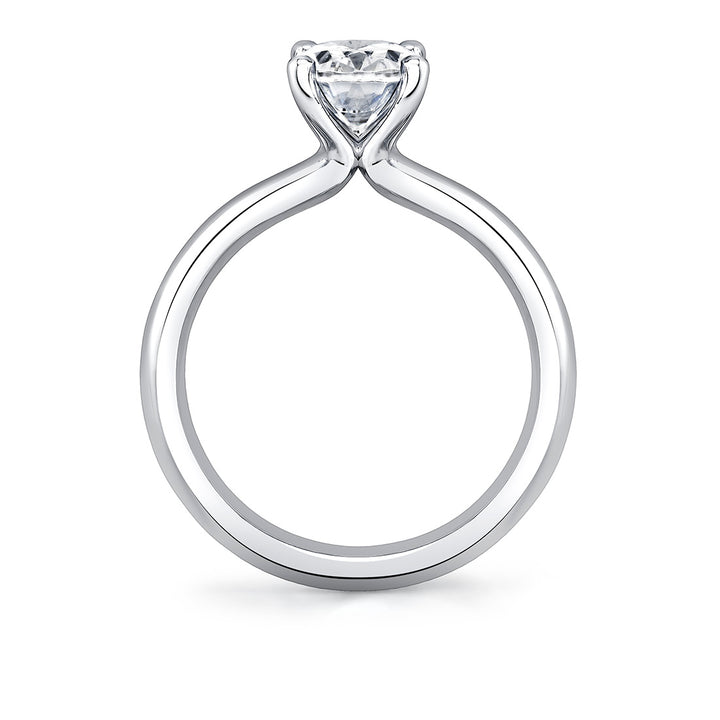 Oval Cut Wide Band Solitaire Engagement Ring - Demitra