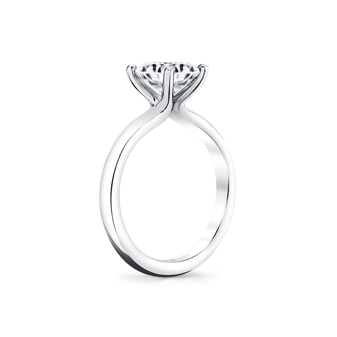 Oval Cut Wide Band Solitaire Engagement Ring - Demitra