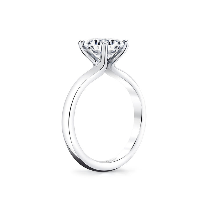 Oval Cut Wide Band Solitaire Engagement Ring - Demitra