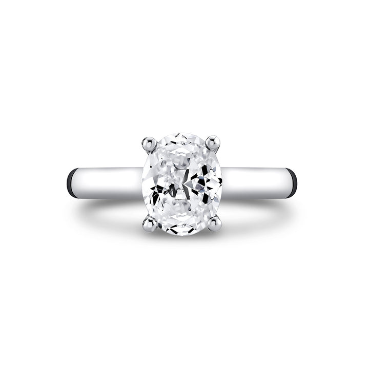 Oval Cut Wide Band Solitaire Engagement Ring - Demitra