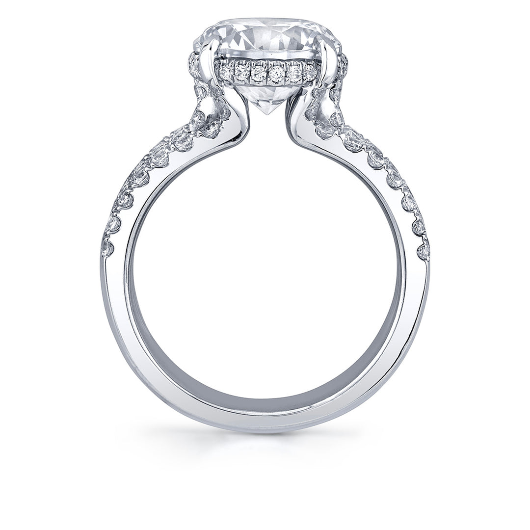 Round Cut Split Shank Hidden Halo Engagement Ring - Dawn