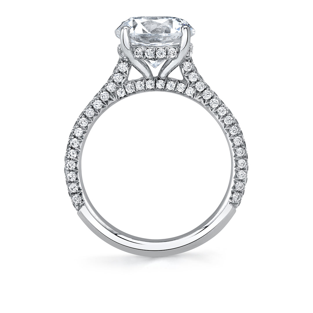 Cushion Cut Hidden Halo Pave Engagement Ring - Peighton