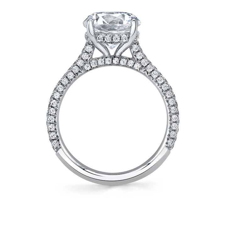 Cushion Cut Hidden Halo Pave Engagement Ring - Peighton