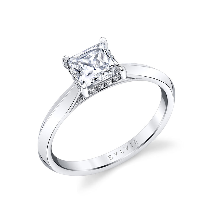 Princess Cut Hidden Halo Engagement Ring - Fae