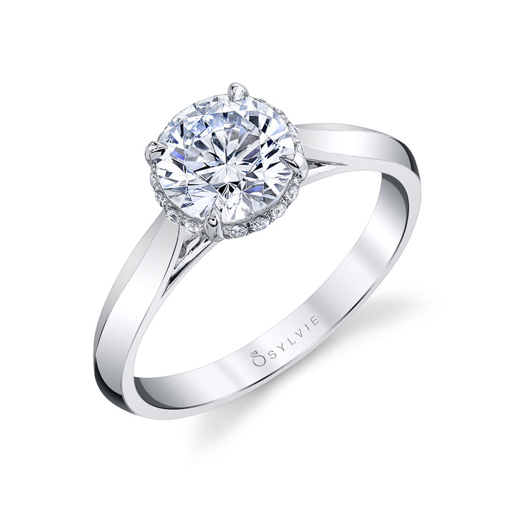 Unique Hidden Halo Engagement Ring - Fae