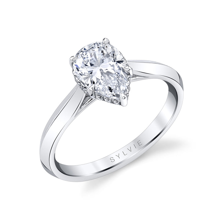 Pear Shaped Hidden Halo Engagement Rings - Fae