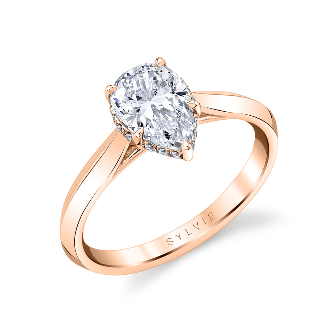 Pear Shaped Hidden Halo Engagement Rings - Fae