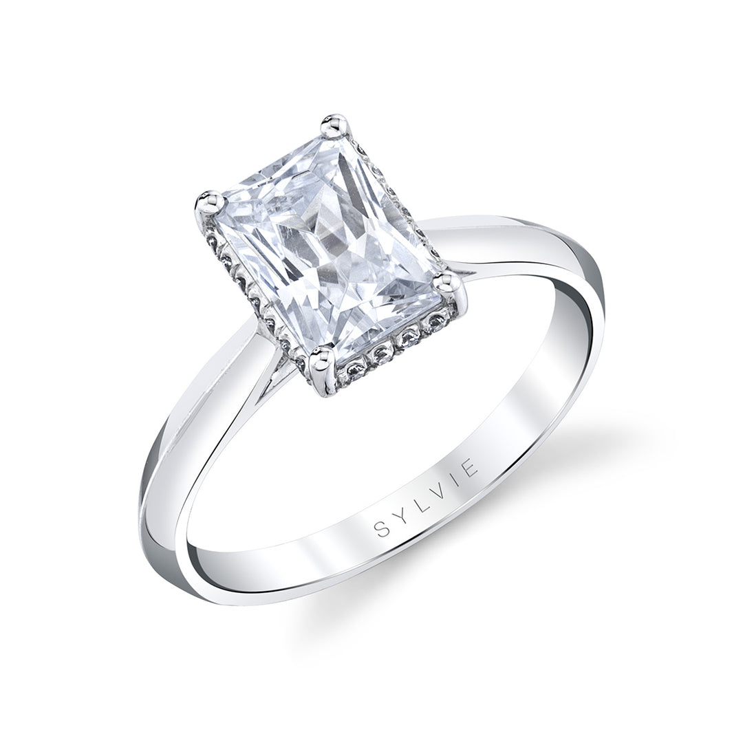 Radiant Cut Engagement Ring with Hidden Halo - Fae