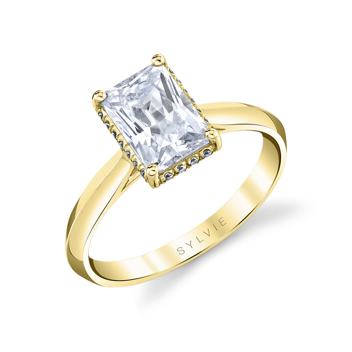 Radiant Cut Engagement Ring with Hidden Halo - Fae