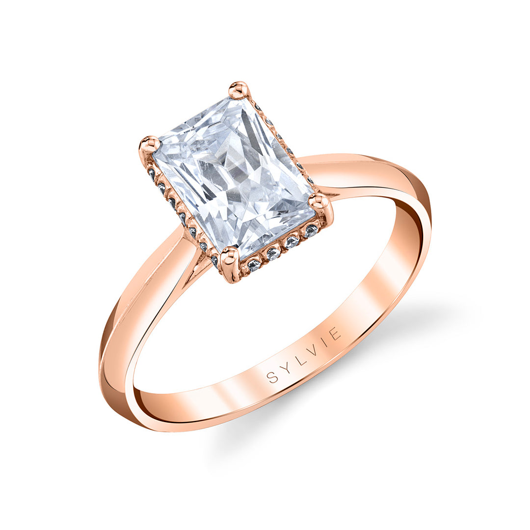 Radiant Cut Engagement Ring with Hidden Halo - Fae