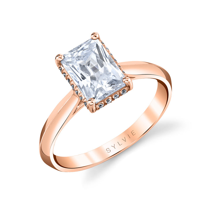 Radiant Cut Engagement Ring with Hidden Halo - Fae