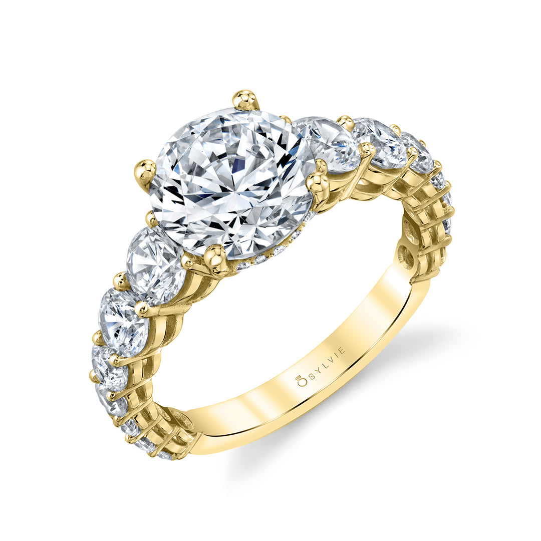Round Engagement Ring with Hidden Halo - Lavinia