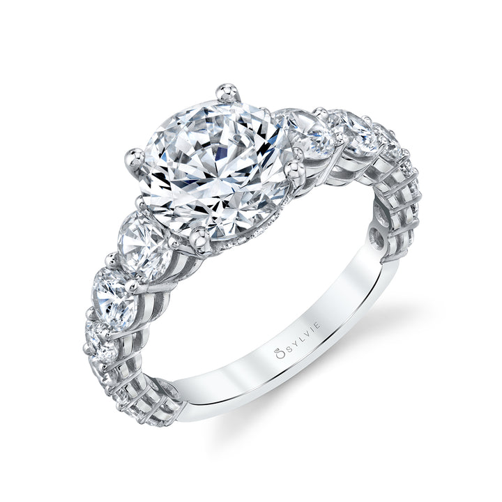 Round Engagement Ring with Hidden Halo - Lavinia