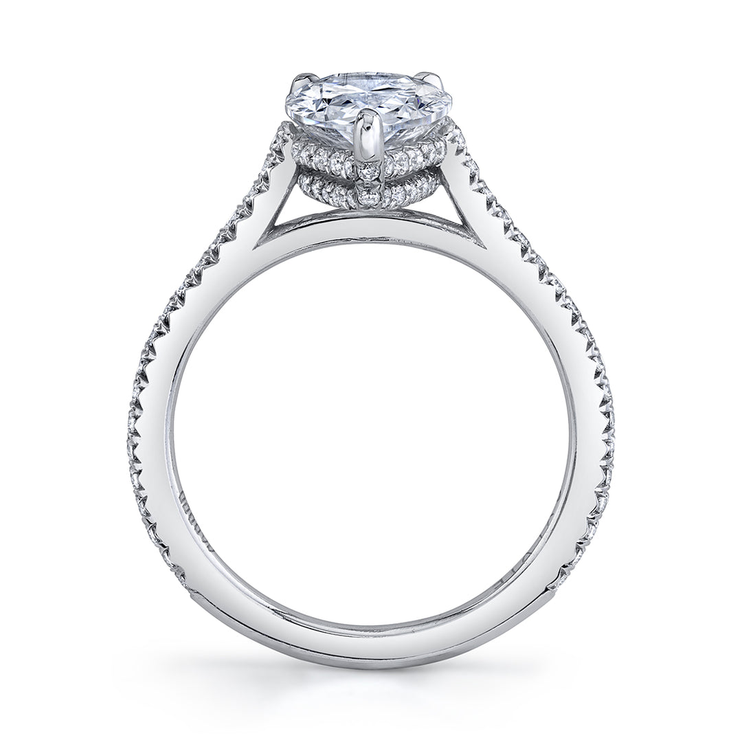 Pear Shaped Classic Hidden Halo Engagement Ring - Steffi
