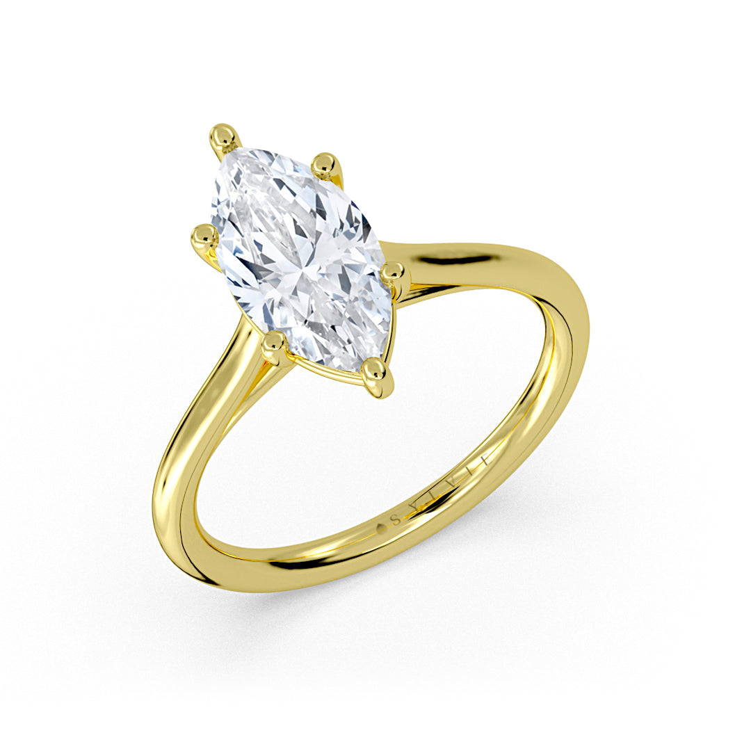 Marquise Cut Cathedral Solitaire Engagement Ring - Ella