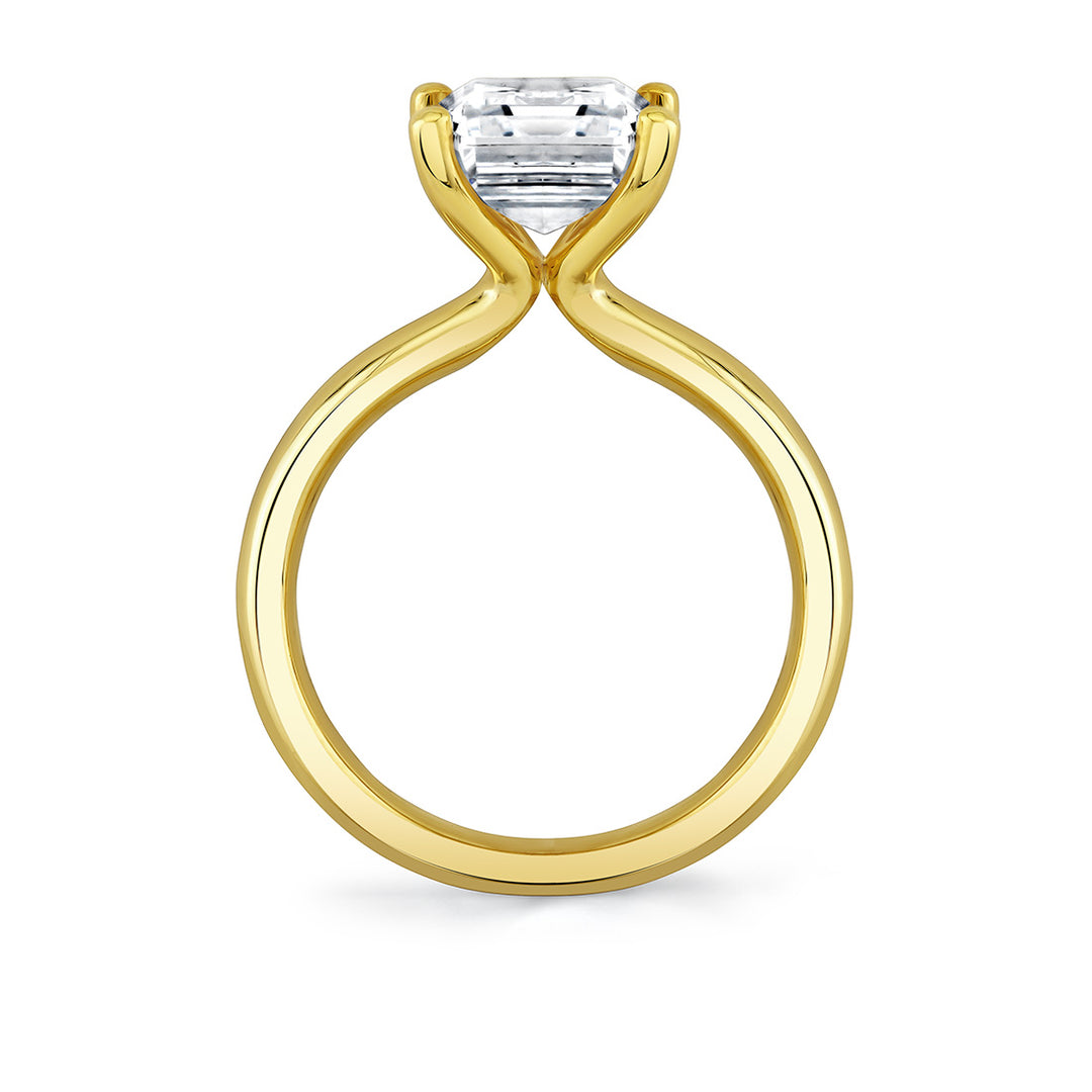Emerald Cut Wide Band Solitaire Engagement Ring - Mila