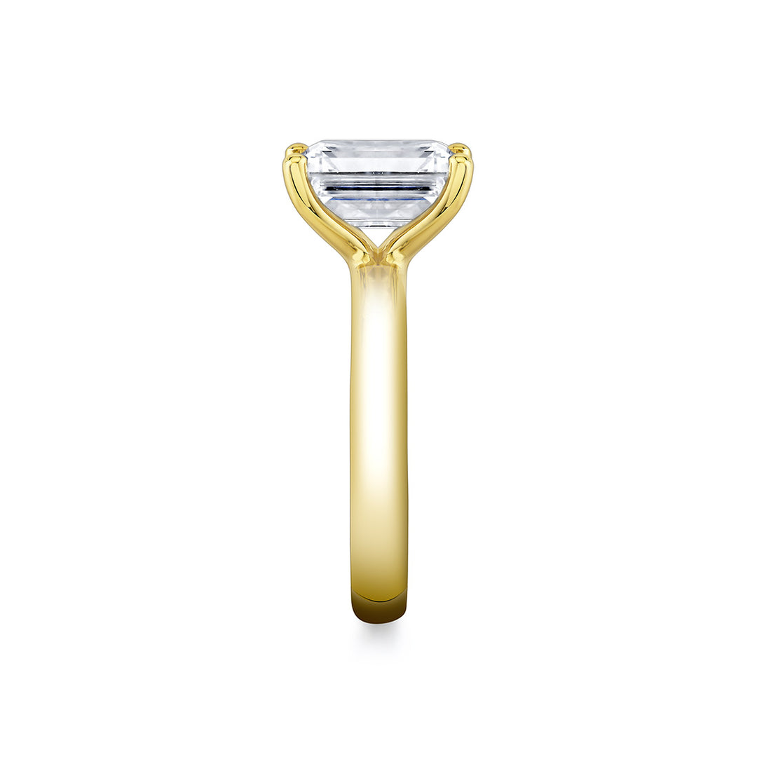 Emerald Cut Wide Band Solitaire Engagement Ring - Mila