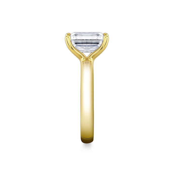 Emerald Cut Wide Band Solitaire Engagement Ring - Mila