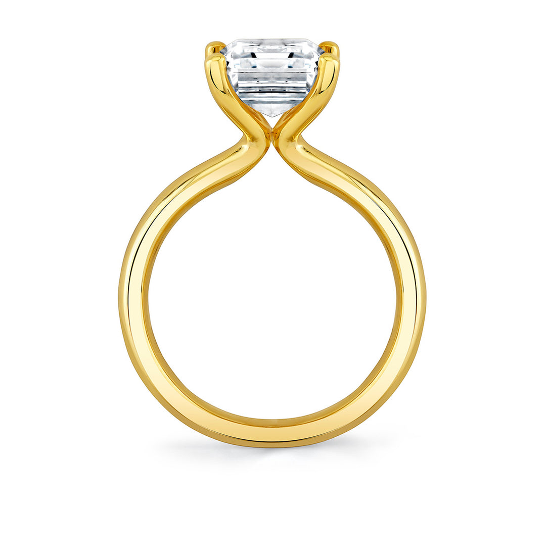 Emerald Cut Wide Band Solitaire Engagement Ring - Mila