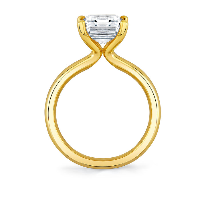 Emerald Cut Wide Band Solitaire Engagement Ring - Mila
