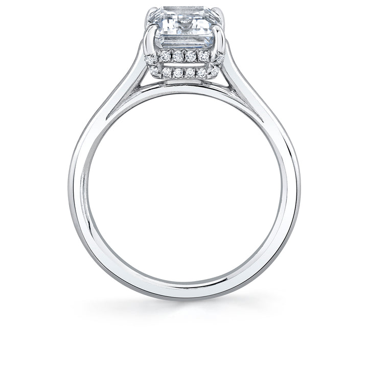 Emerald Cut Solitaire Engagement Ring with Hidden Halo - Carter
