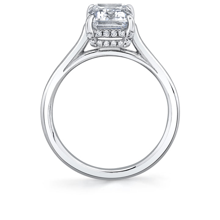 Pear Cut Solitaire Engagement Ring with Hidden Halo - Carter