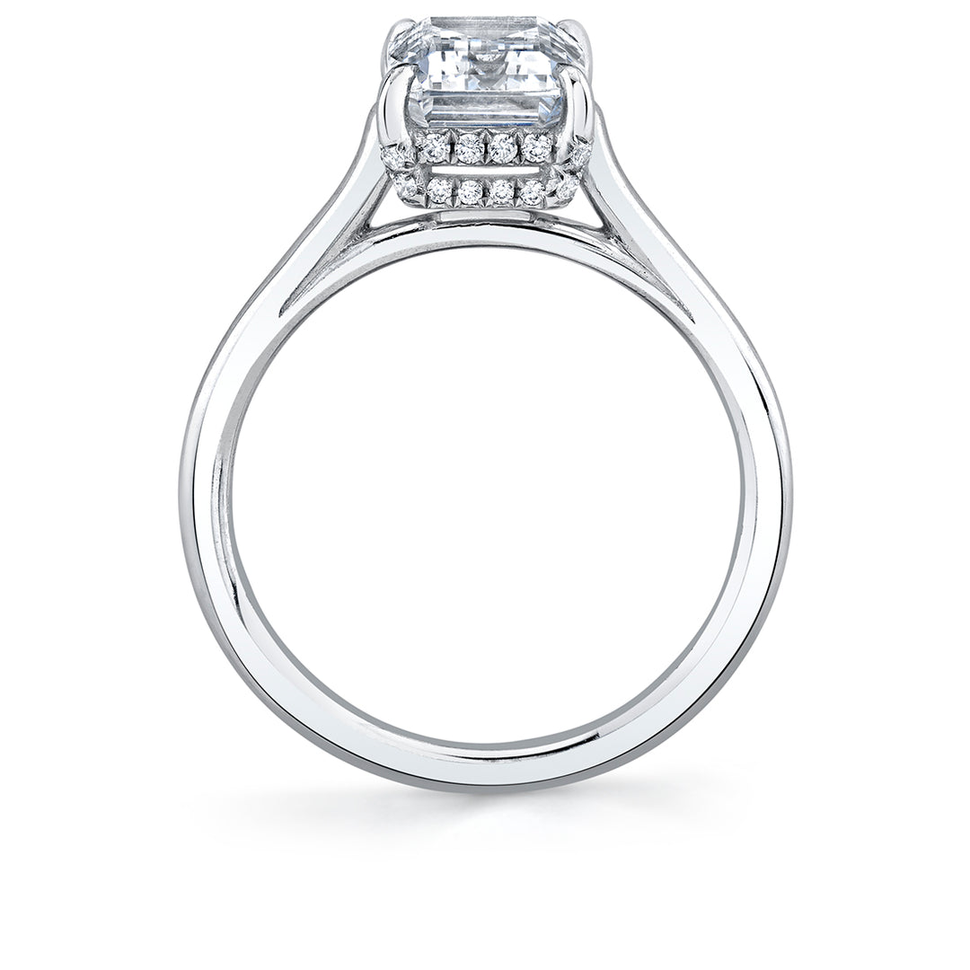 Pear Cut Solitaire Engagement Ring with Hidden Halo - Carter