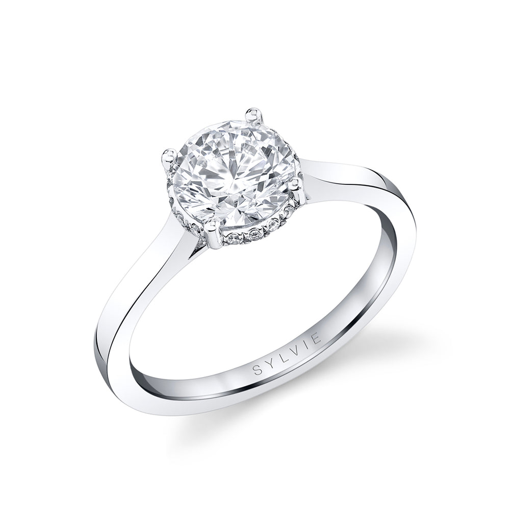 Round Cut Solitaire Engagement Ring with Hidden Halo - Camden