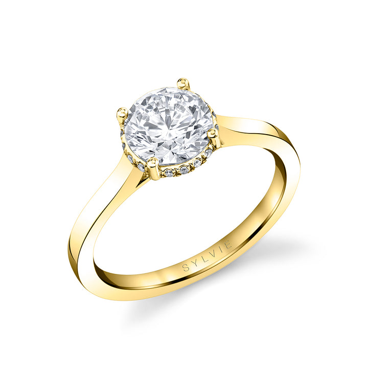 Round Cut Solitaire Engagement Ring with Hidden Halo - Camden