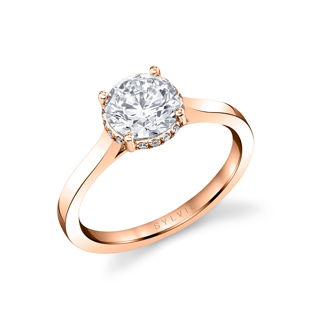 Round Cut Solitaire Engagement Ring with Hidden Halo - Camden