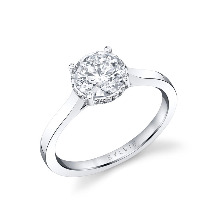 Round Cut Solitaire Engagement Ring with Hidden Halo - Camden
