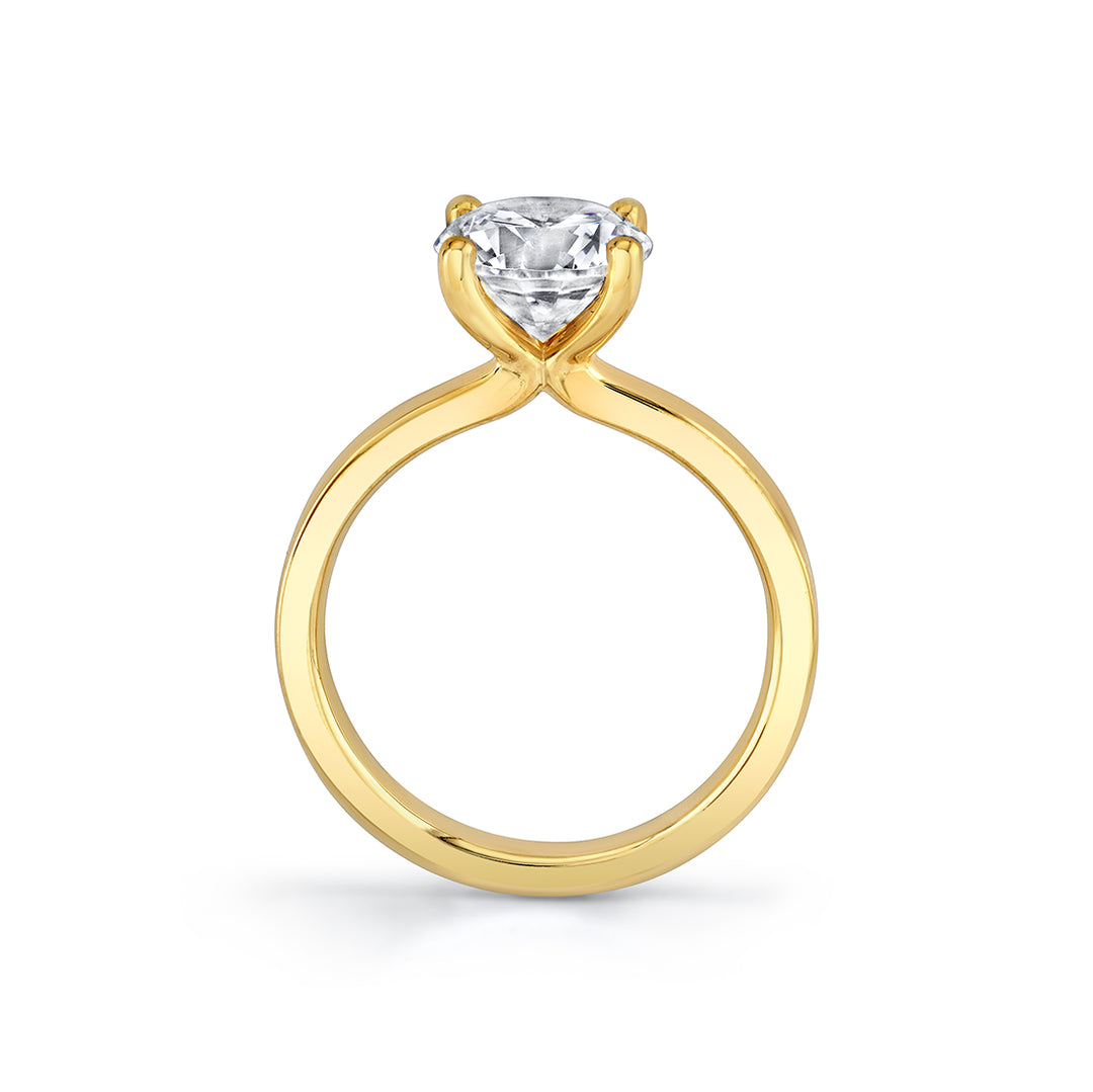 Round Cut Flat Edge Solitaire Engagement Ring - Harlow