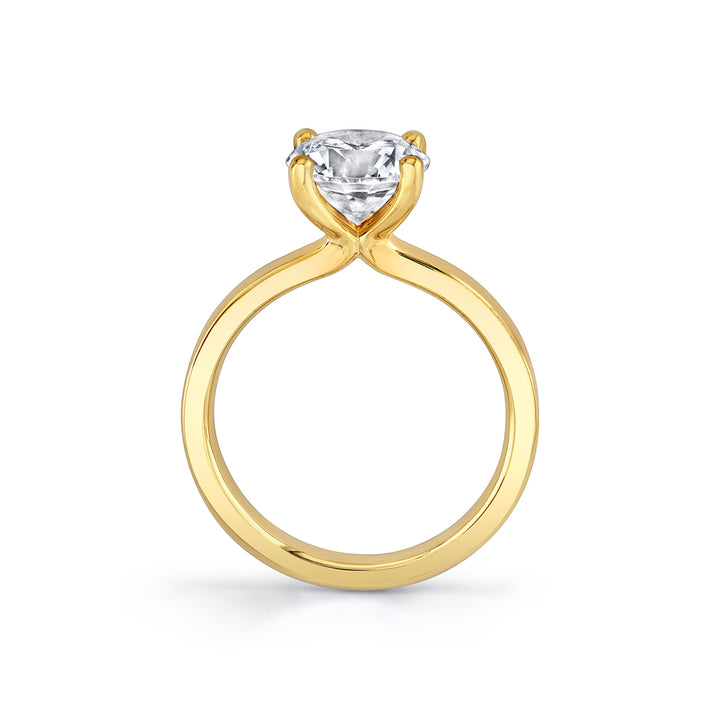 Round Cut Flat Edge Solitaire Engagement Ring - Harlow