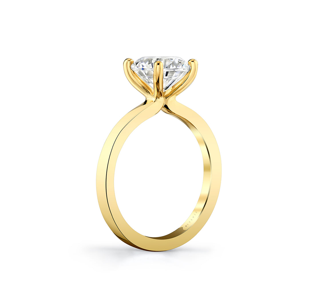 Round Cut Flat Edge Solitaire Engagement Ring - Harlow