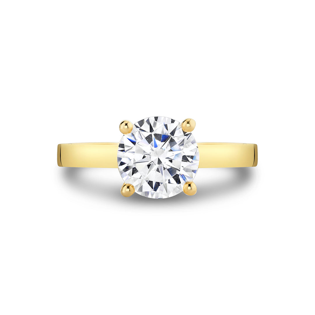 Round Cut Flat Edge Solitaire Engagement Ring - Harlow
