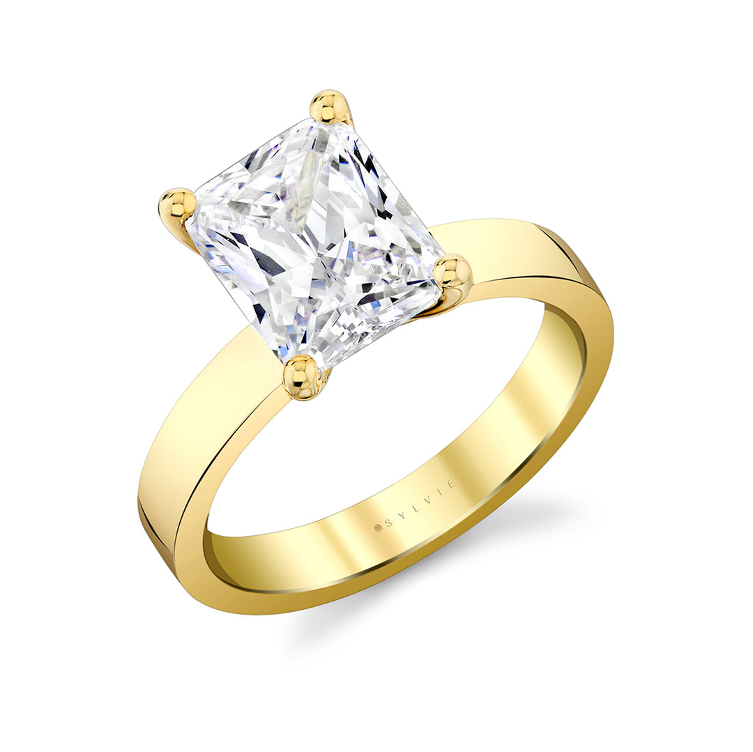 Radiant Cut Flat Edge Solitaire Engagement Ring - Vesta