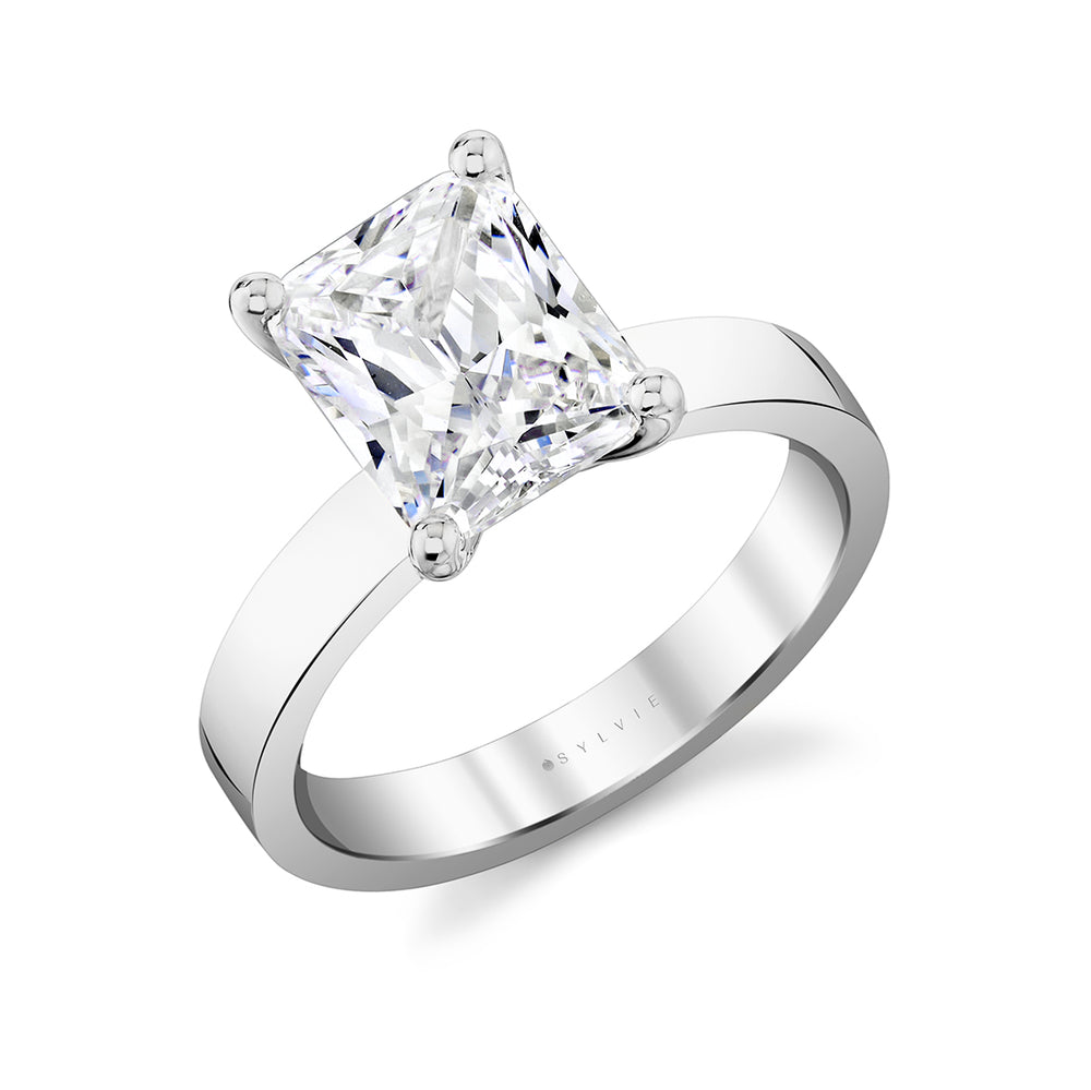 Radiant Cut Flat Edge Solitaire Engagement Ring - Vesta