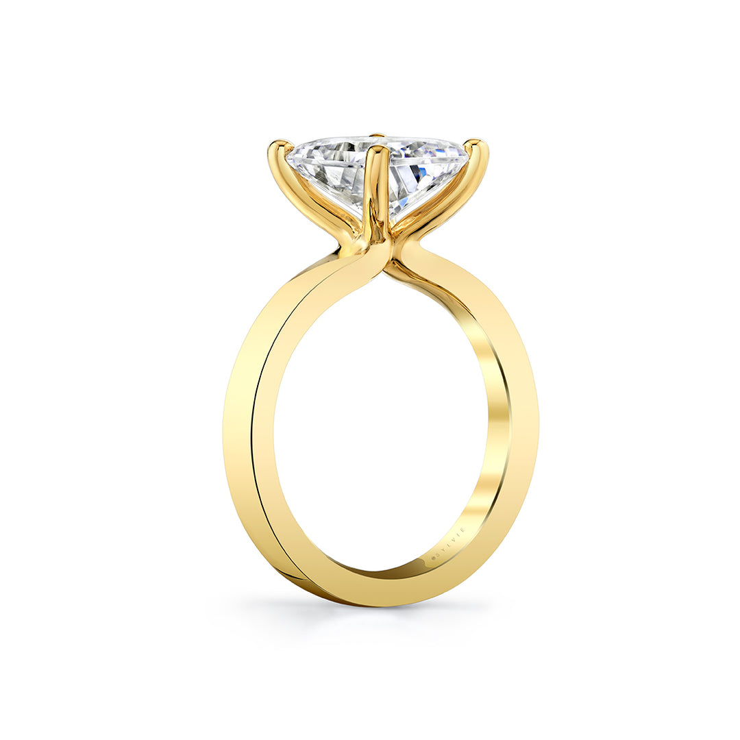 Radiant Cut Flat Edge Solitaire Engagement Ring - Vesta