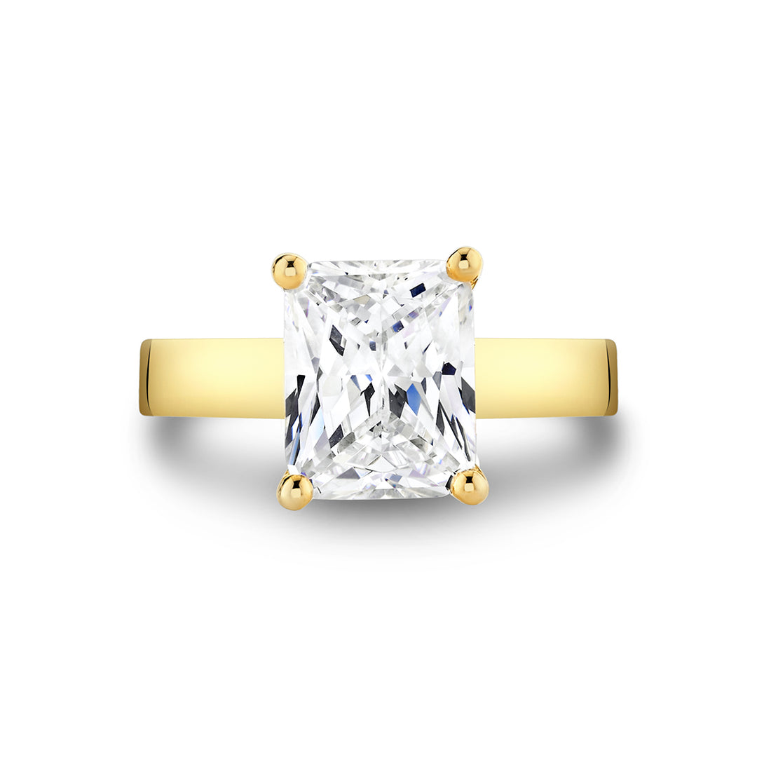 Radiant Cut Flat Edge Solitaire Engagement Ring - Vesta