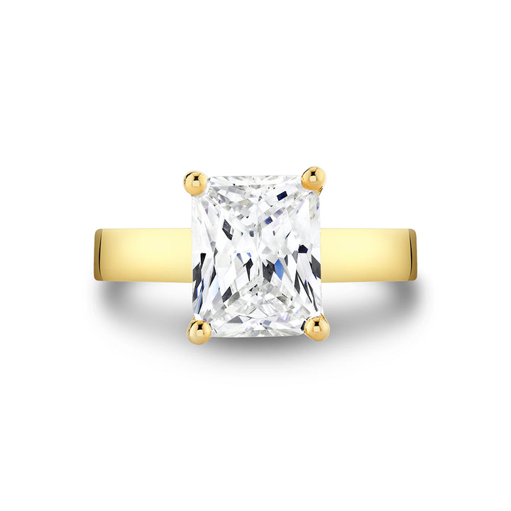Radiant Cut Flat Edge Solitaire Engagement Ring - Vesta