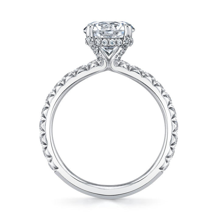 Cushion Cut Classic Engagement Ring with Hidden Halo - Malencia