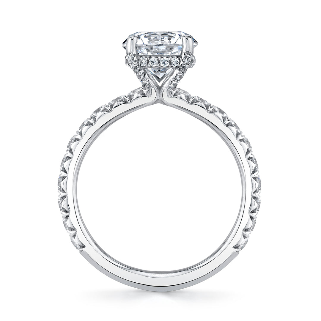 Emerald Cut Classic Engagement Ring with Hidden Halo - Malencia