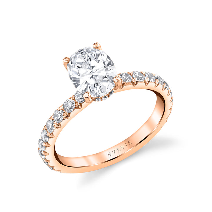Oval Cut Classic Engagement Ring with Hidden Halo - Malencia