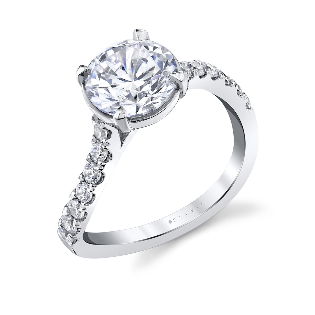 Round Cut Curved Engagement Ring - Zaya