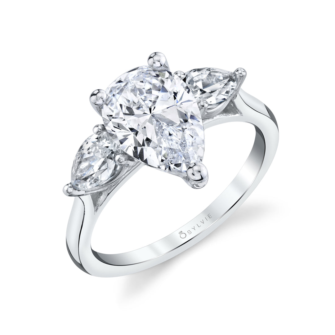 Pear Shaped Three Stone Engagement Ring - Martine
