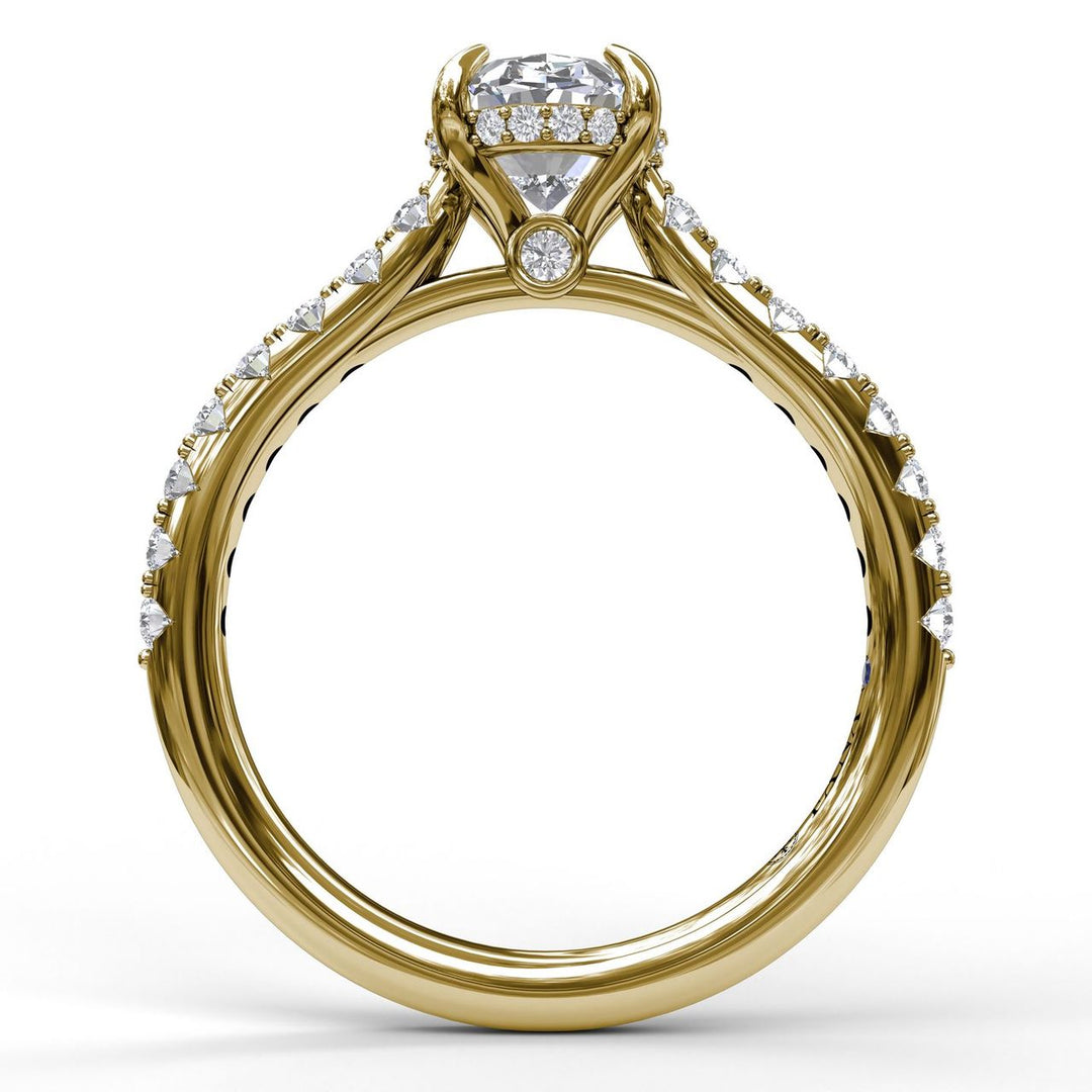 Classic Oval Cut Solitaire With Hidden Halo