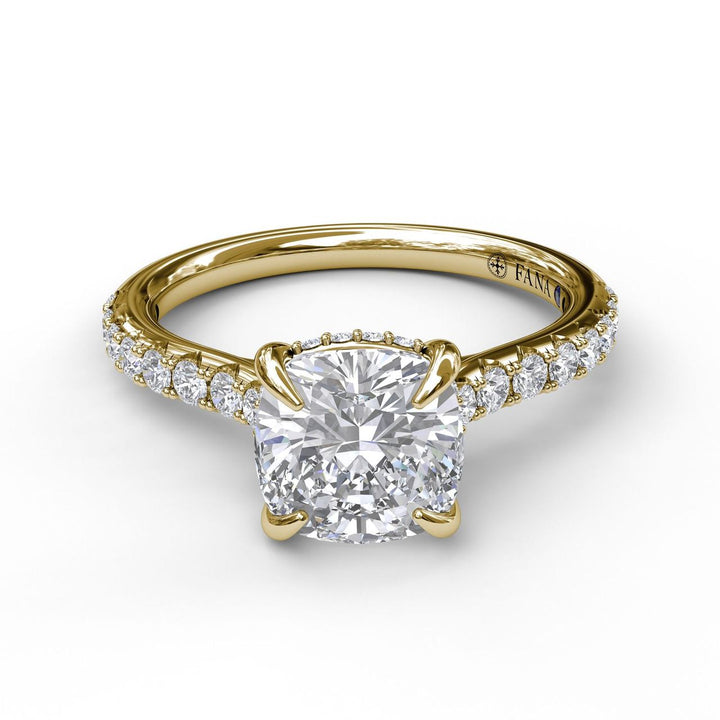 Cushion Cut Solitaire With Hidden Halo
