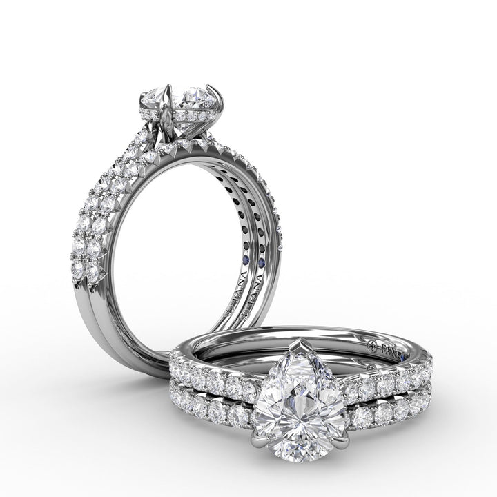 Pear Cut Solitaire With Hidden Halo