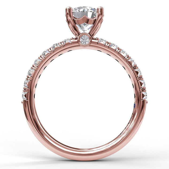 Classic French-Cut Pave Round Solitaire