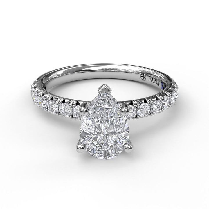 Pear Shape Solitaire With French Cut Pave